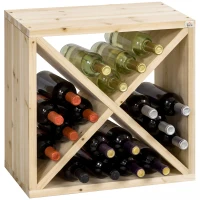 HOMCOM 24 Bottles Wine Rack, Solid Wood Wine Holder Stand, Natural Wood Finish(m-10)