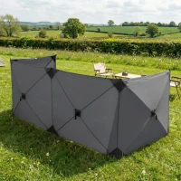 Outsunny Paravan pliabil pentru camping, paravan de intimitate cu cordoane de ancorare, cârlige pentru sol, geantă de transport pentru camping, grădină 480 x 120 cm Gri închis(m-4)