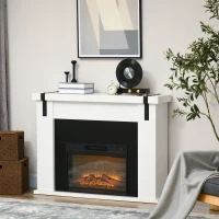 HOMCOM Cheminée électrique 1800 W effet flamme luminosité réglable sur 3 niveaux avec télécommande minuterie blanc(m-10)
