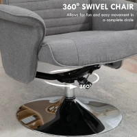 HOMCOM Swivel Recliner Chair with Footstool, Velvet Recliner Armchair with Ottoman, Steel Base, Upholstered Reclining Chair for Living Room, Bedroom, Office, Grey(m-5)