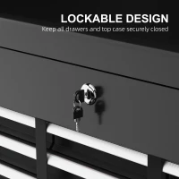 HOMCOM Steel Six Drawer Tool Storage Carry Chest, with Lock and Keys - Black(m-5)