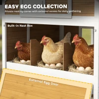 PawHut Kurnik z wybiegiem, gniazdem lęgowym, wysuwaną tacą i wodoodpornym dachem, dla 4 kur, 200 x 104 x 145 cm, drewno, brązowy(m-6)