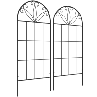 Outsunny Treliça de Jardim Conjunto de 2 Suporte para Plantas Trepadeiras em Metal 51x120 cm Preto