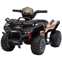 HOMCOM Quad electric pentru copii 6V, cu funcție înainte, muzică, quad electric pentru copii 1,5-3 ani Negru(m-6)