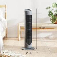 HOMCOM Tower Fan for Bedroom Cooling, 75cm Electric 70° Oscillating with 3 Speed Settings, Standing Floor Fan, Grey(m-3)