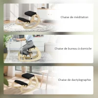 HOMCOM Scaun genunchi, scaun ergonomic din lemn cu funcție de balans reglabil, scaun genunchi reglabil pentru birou de acasă(m-4)