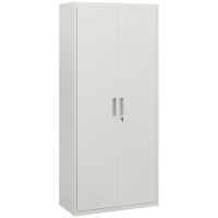HOMCOM Five Shelf Lockable Steel Office Cabinet - White