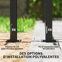 Outsunny Pergola rétractable 4x3m Pergola Aluminium métal avec Rideau et Toit Coulissantepolyester 180g/m² gris foncé(m-7)