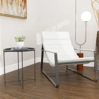 Outsunny Petite table basse ronde table d'appoint plateau amovible avec bord relevé pieds pliables en acier Ø 46 x 53 cm noir(m-10)