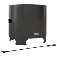 Outsunny Braseiro sem Fumaça Lareira a Lenha Exterior Redondo Portátil em Metal com Ferro para Lareira Diâmetro 45 cm Preto(m-8)