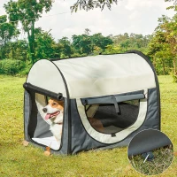 PawHut Sac caisse de transport pour chiens et chats pliable avec coussin, tissu oxford imperméable, dim. 81L x 56l x 66H cm(m-10)