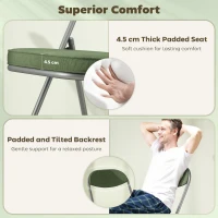 HOMCOM Zestaw 4 tapicerowanych składanych krzeseł, składane krzesła ze sztruksowym obiciem, oparciem, metalową ramą, zielone(m-4)