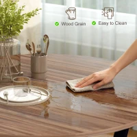 HOMCOM Dining Table, Round Kitchen Table with Black Legs, Anti-slip Foot Pads for Living Room, Dining Room 90 x 76 cm, Brown(m-8)