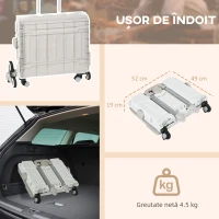 HOMCOM Cărucior de cumpărături pliabil, din aluminiu, cu roți pentru scări, alb(m-4)