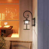 Outsunny Lot de 2 lampes murales appliques solaires LED pour l'extérieur IP44 16,5x25,5x41cm noir(m-10)