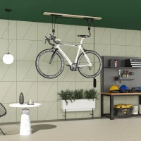 SPORTNOW Élévateur de vélo support vélo plafond fixation murale avec poulie capacité de chargement 20 kg acier noir(m-10)