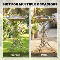 Outsunny Poidełko z figurką ptaka i ozdobnym stojakiem, vintage'owa miska dla ptaków do ogrodu, zielona(m-7)