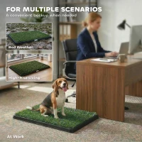 PawHut Toaletă pentru câini 76 x 50,5 cm cu 2 gazonuri artificiale lavabile, toaletă pentru căței pentru câini, pentru balcon și acasă Negru+Verde(m-4)