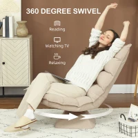 HOMCOM Fotel podłogowy z regulowanym oparciem, beżowy(m-5)
