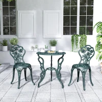 Outsunny Set Elegant de Grădină 2 Persoane, 2 Scaune si Masă Rotundă în Stil Neo-Retro, verde(m-7)