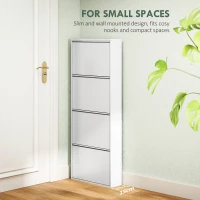 Szafka na buty 4-drzwiowa, wąska, na 8 par, metalowa, biała(m-6)