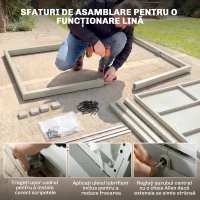 Outsunny Masă de Grădină Extensibilă pentru 8-10 Persoane, din Aluminiu și Oțel, 154/214x85x75 cm, Gri Deschis(m-7)