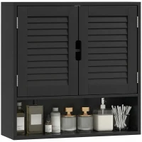 HOMCOM Bathroom Cabinet, Wall Mounted Storage Cabinet with Adjustable Shelves, 60 x 20 x 60 cm, Black(m-10)