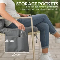 Outsunny Poduszka wodoodporna antypoślizgowa na huśtawkę outdoorowa z oparciem i paskami 150 x 100 cm ciemnoszara(m-6)