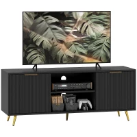 HOMCOM Modern TV Stand Cabinet for TVs up to 55", TV Unit with 2 Open Shelves and 2 Cabinets, Entertainment Centre with Cable Management for Living Room, Black(m-10)