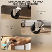 HOMCOM Rollwagen, Küchenwagen mit 4 Ebenen, verstellbaren Regalen und Griffen, für Wohnzimmer Küche, Silber, 60 x 35 x 100 cm(m-6)