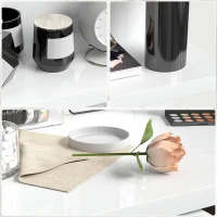 HOMCOM Bedside Table with 2 Drawers and Open Shelves - High Gloss White(m-7)