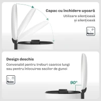 HOMCOM Coș de Gunoi cu Pedală 30L, cu Capac cu Închidere Lentă, din Metal și PP, 36x30x63.5 cm, Alb Crem(m-5)