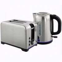 HOMCOM Simple Polished Toaster and Kettle Set - Silver Tone(m-1)