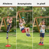 AIYAPLAY Corda Arrampicata Bambini con Pedane e Seduta a Disco, in HDPE e PE, Ø30x4 cm, Rosso(m-4)