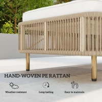 Outsunny Rattanowa Leżanka Ogrodowa, 5-stopniowa regulacja, poduszka w zestawie(m-5)