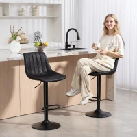 HOMCOM Set of 2 Leathaire Tub Bar Stools - Black(m-7)