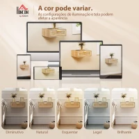 HOMCOM Conjunto de 2 Mesas de Cabeceira Flutuantes com Gaveta de Vime Poupa Espaço Design Moderno 40x30x15 cm Carvalho(m-8)