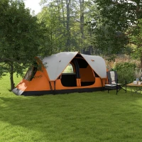 Outsunny Tenda de camping familiar 6-8 pessoas toldo duplo leve ventilada fácil de montar saco de transporte laranja(m-6)