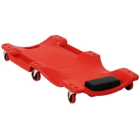 DURHAND Cărucior pentru mecanici cu tetieră căptușită și 2 tăvi laterale din plastic roșu, 100x48x12 cm(m-11)