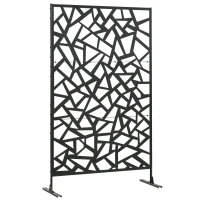 Outsunny Painel de privacidade para varanda decorativo exterior com padrão geométrico vazado em aço 122 x 45 x 198 cm preto(m-7)
