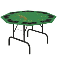 SPORTNOW Table de poker pliable pour 8 joueurs, table de jeu avec porte-gobelet et bac à jetons 120 x 120 x 72 cm vert(m-12)