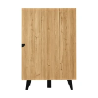 Meuble d'appoint avec vitrine, éclairage LED et verre, 80x40x120 cm, Couleur naturelle+Noir(m-12)