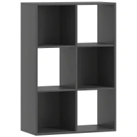 HOMCOM Libreria a Cubi con 6 Ripiani Portaoggetti, in Legno, 61.5x29.5x91.5 cm, Nero(m-1)