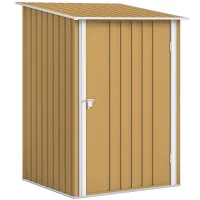 Outsunny Casetta da Giardino Porta Attrezzi in Acciaio Galvanizzato con Porta a Battente, 100x104x160 cm, Giallo(m-1)