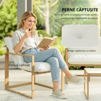 Set mobilier pentru grădină 4 piese Outsunny, set pentru terasă cu masă cu blat din sticlă securizată, canapea, 2 fotolii, Alb(m-5)