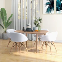 HOMCOM Chaise Design scandinave - Chaise de Salon ou Cuisine - Pieds effilés Bois Massif - revêtement synthétique PU Blanc(m-10)