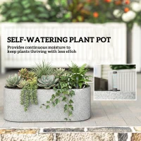 Outsunny Zestaw 2 Donic Wiszących z Systemem Drenażu i Haczykami 42 x 16 x 15 cm Jasnoszary(m-5)