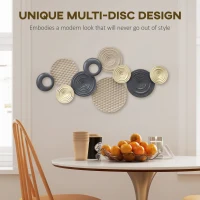 HOMCOM Metal Wall Art, Modern Hanging Wall Decor with Multi-Disc Design for Living Room Bedroom Dining Room(m-4)
