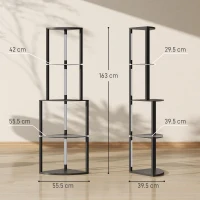 HOMCOM Lampadar pentru living, lampadar cu etajere de colț cu 4 nivele, luminozitate reglabilă, 55,5 x 39,5 x 163 cm, negru(m-3)