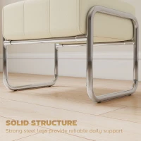 HOMCOM Podnóżek Siedzisko Grubo Tapicerowane z Tkaniną Chenille i Nóżkami Stalowymi do Sypialni, Beżowy(m-5)